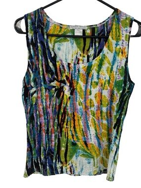 ALBERTO MAKALI Colorful Pleated Tank Top M